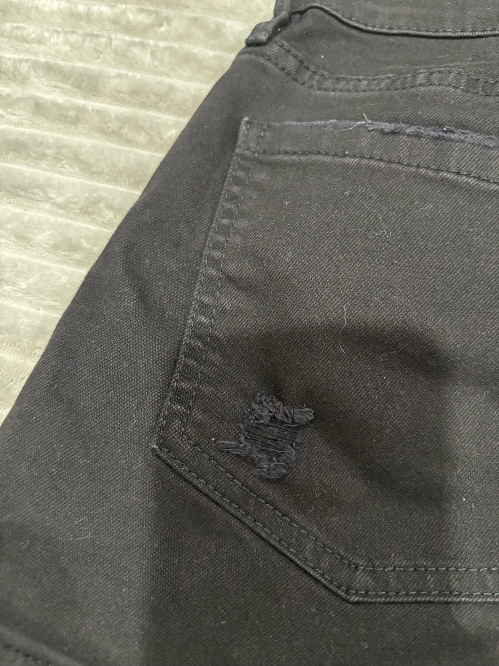 Armani Exchange Black Distressed High-Rise Jean Shorts - Picture 9 of 11